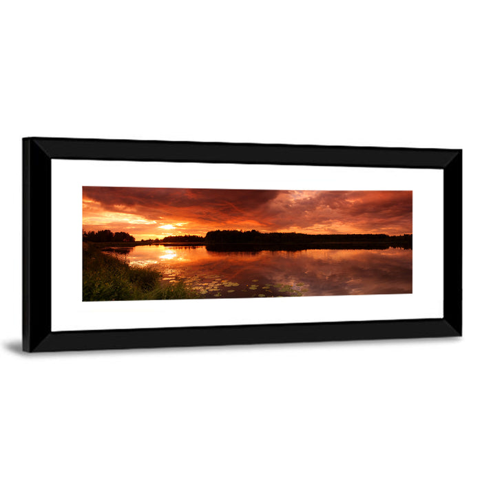 Sunset Lake Reflection Wall Art as a framed print