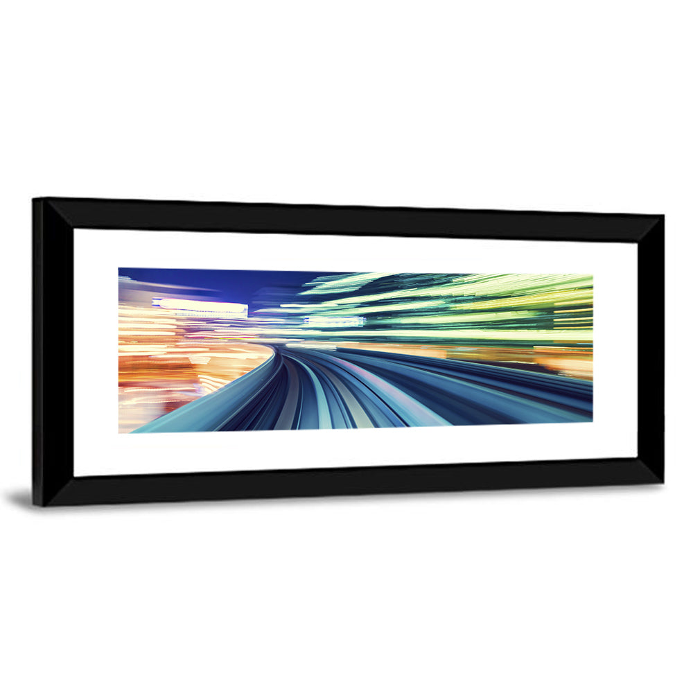 Curved Monorail Light Trails Wall Art
