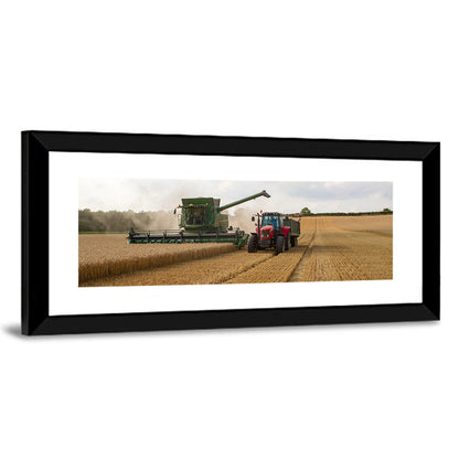 Wheat Harvest with Combine and Tractor Wall Art
