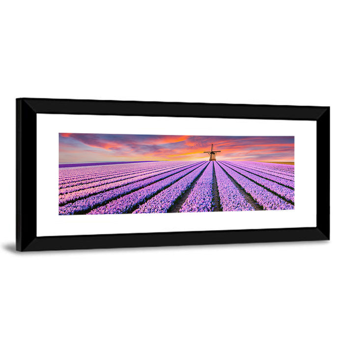 Hyacinth Field at Sunset Wall Art as a framed print