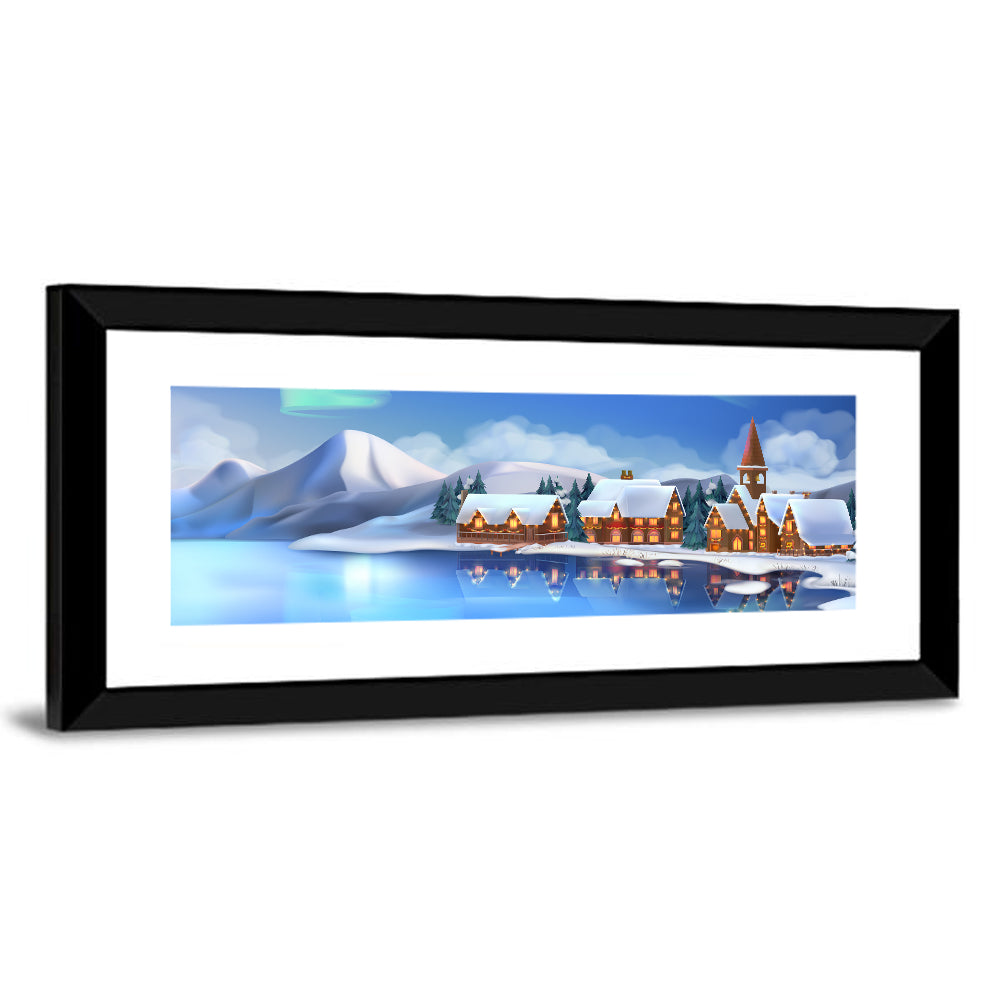 Northern Lights Winter Village Wall Art