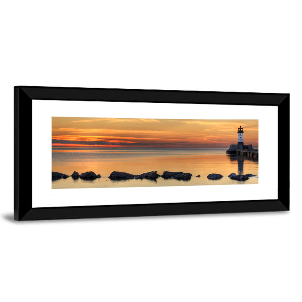 Duluth North Pier Lighthouse Sunset Wall Art