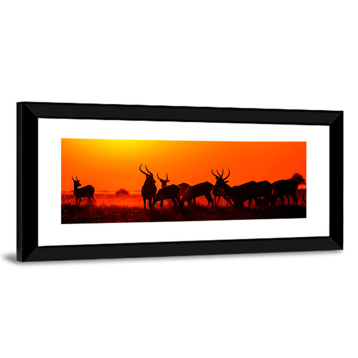 Antelope Herd at Sunset Wall Art as a framed print