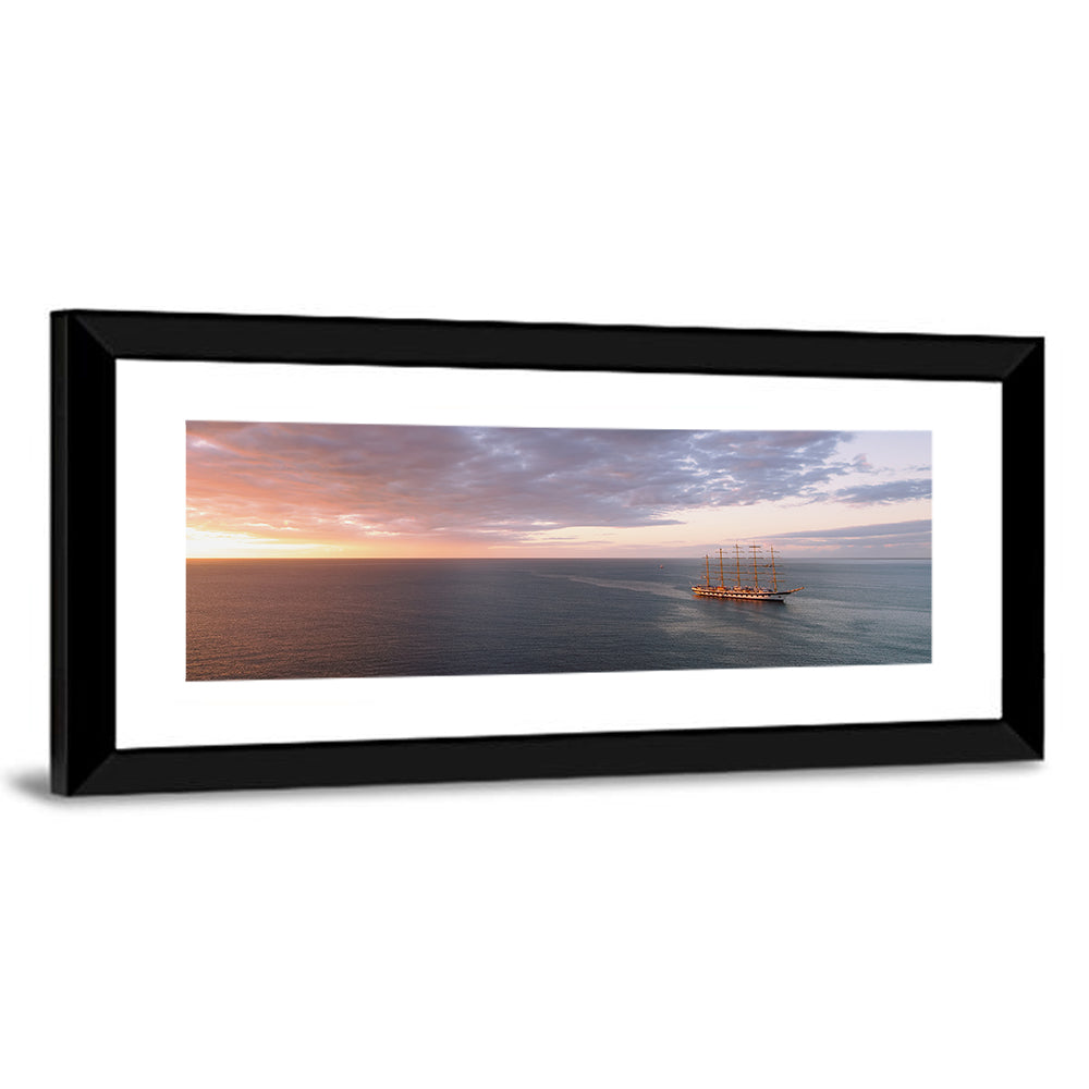 Sunlit Tall Ship at Sea Wall Art