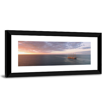 Sunlit Tall Ship at Sea Wall Art