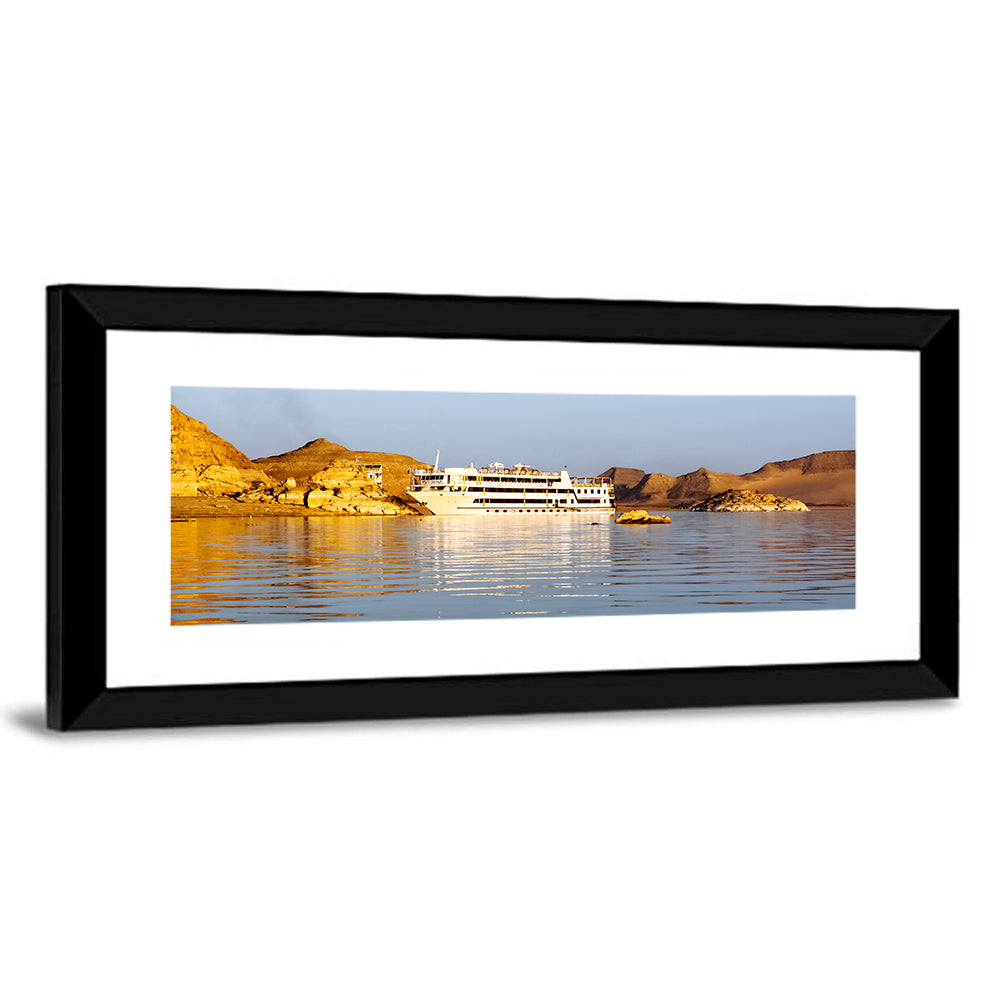 Lake Nasser Cruise Ship at Golden Hour Wall Art