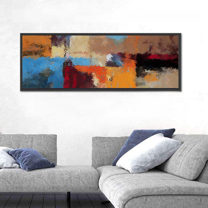 Patchwork Leaves in Blue and Orange Wall Art