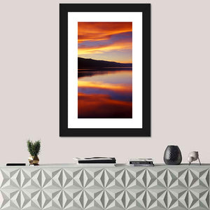 Cloudy Lake Sunset Wall Art