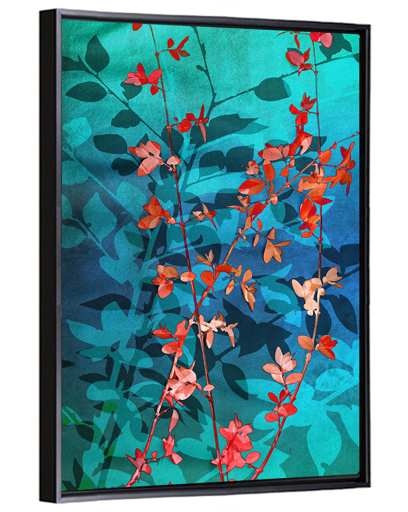 Red Leaf Branches Wall Art