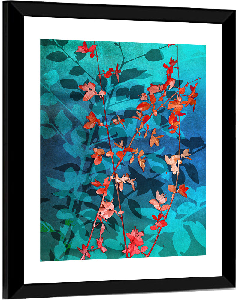 Red Leaf Branches Wall Art