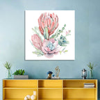 Pink Protea Succulent Bouquet Wall Art