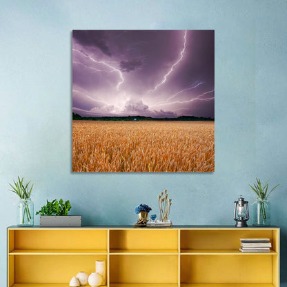Lightning Over Wheat Field Wall Art