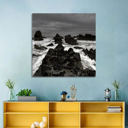 Rocky Beach Waves Wall Art