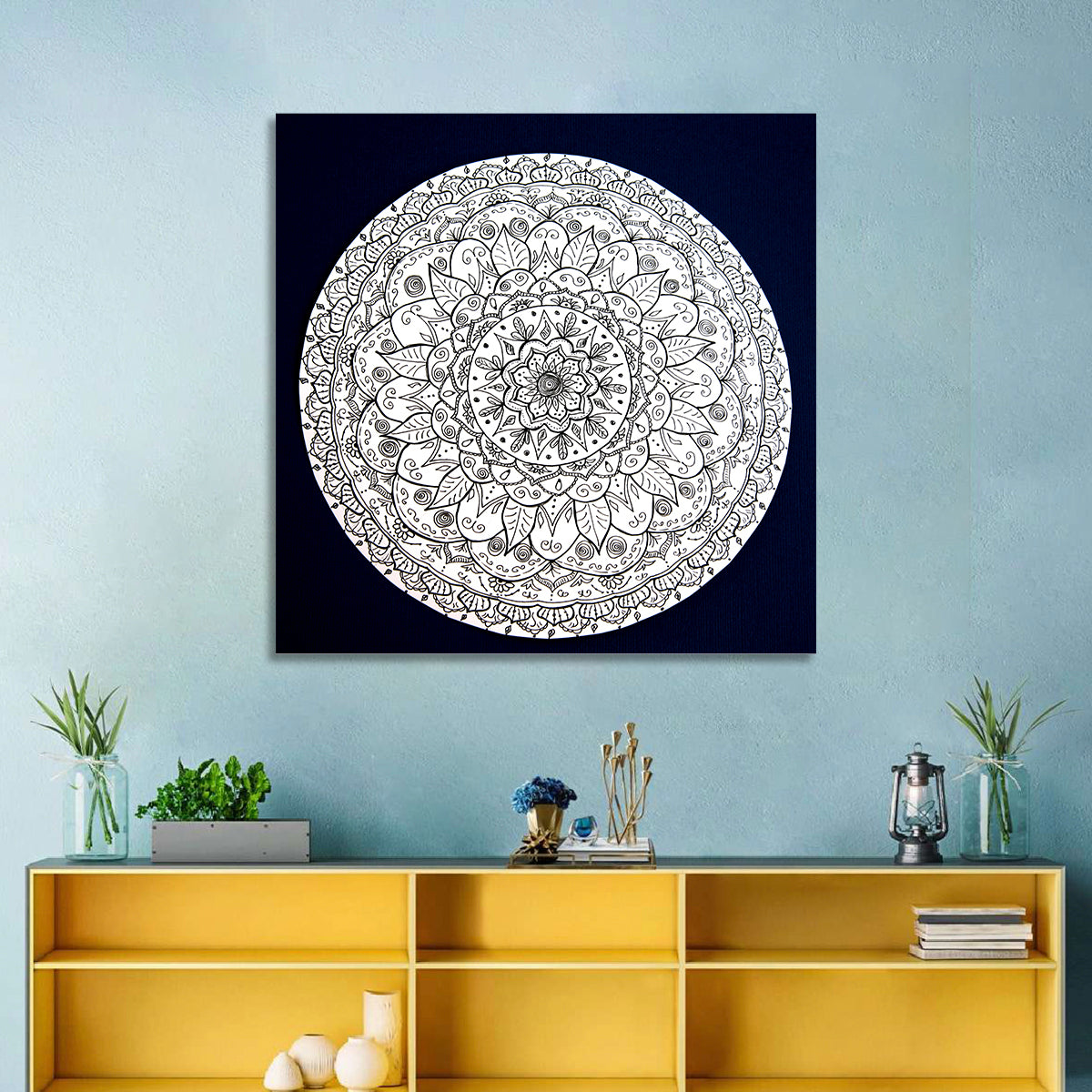 Navy Ornamental Mandala Wall Art