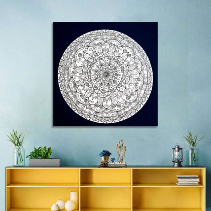 Navy Ornamental Mandala Wall Art