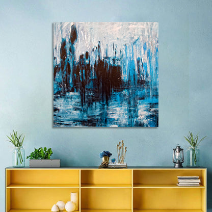 Rainy Abstract Skyline Reflection Wall Art