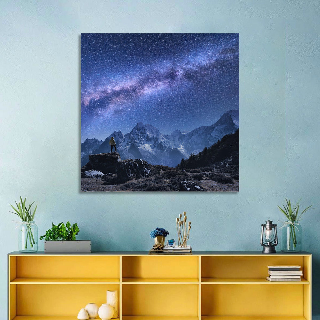 Milky Way Over Snow Capped Peaks Wall Art