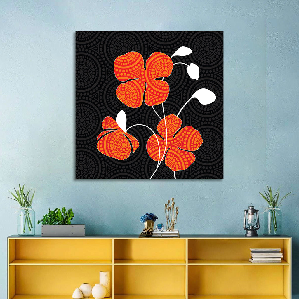 Black and Orange Poppy Illustration Wall Art