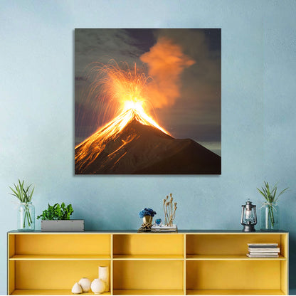Starry Night Volcano Eruption Wall Art