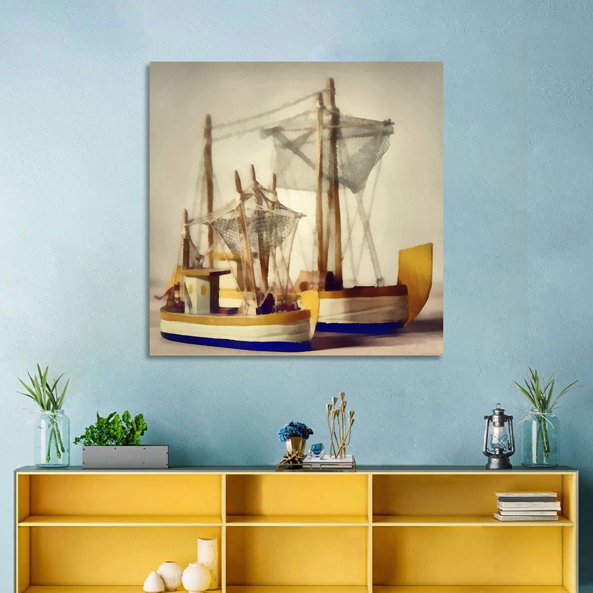 Two Watercolor Boats Wall Art