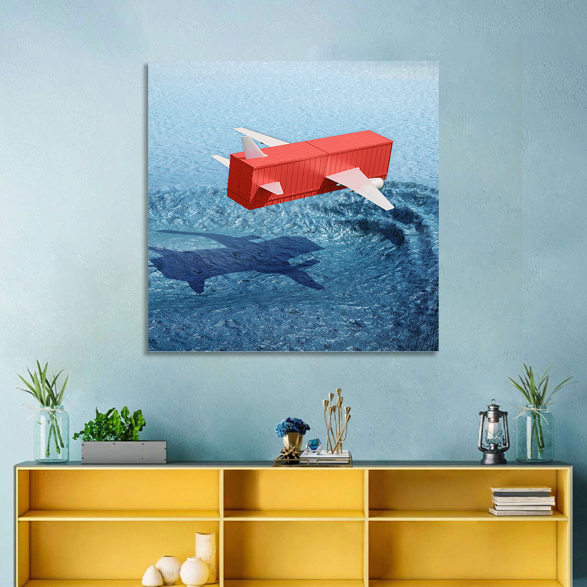 Flying Shipping Container Wall Art