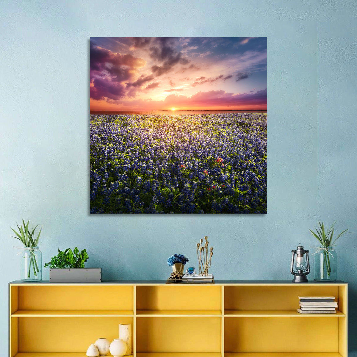 Texas Bluebonnet Sunset Wall Art