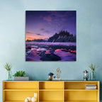 Twilight River and Snowy Pines Wall Art