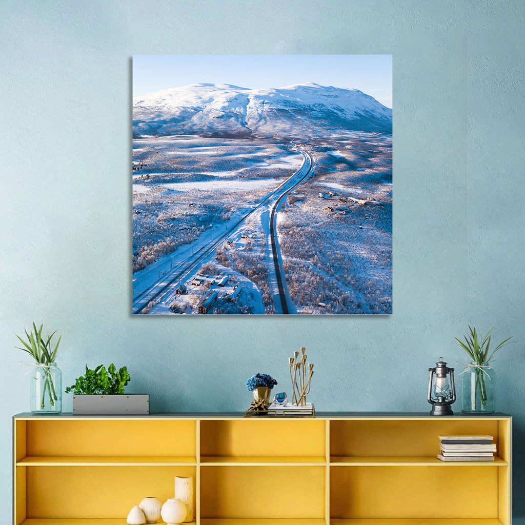 Snowy Valley with Parallel Tracks Wall Art
