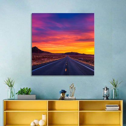 Infinite Desert Road Sunset Wall Art