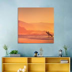 Surfer Silhouette at Golden Sunset Wall Art