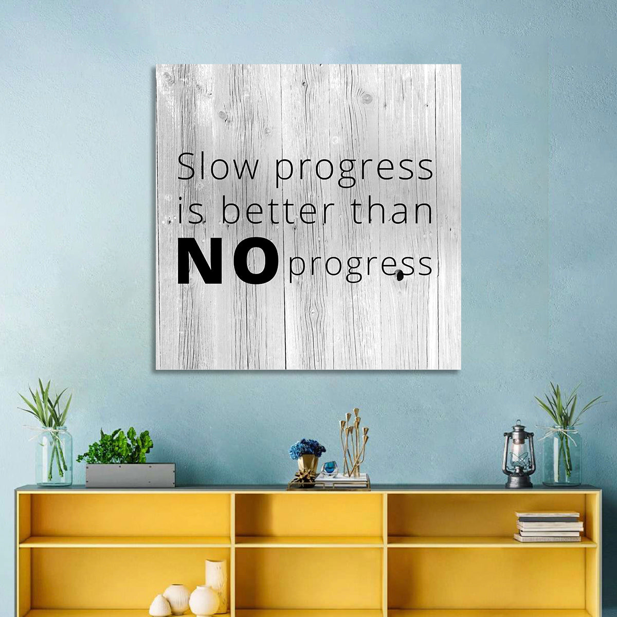 Slow Progress Better Than No Progress, Rustic Gray Wall Art