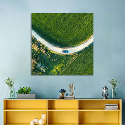 Aerial Farm Fields at Golden Hour Wall Art