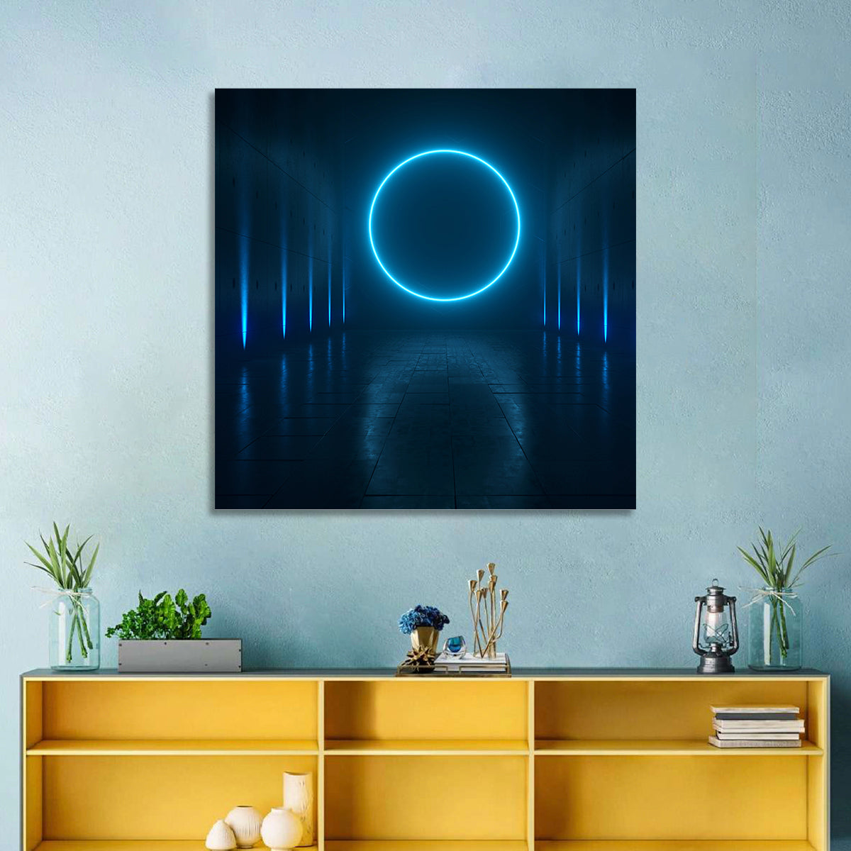 Glowing Neon Corridor Wall Art