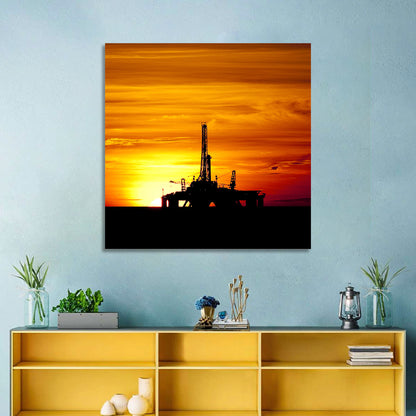 Offshore Oil Rig at Sunset Wall Art