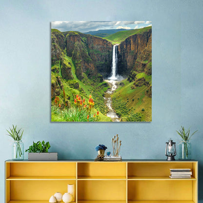 Maletsunyane Falls with Torch Lilies Wall Art