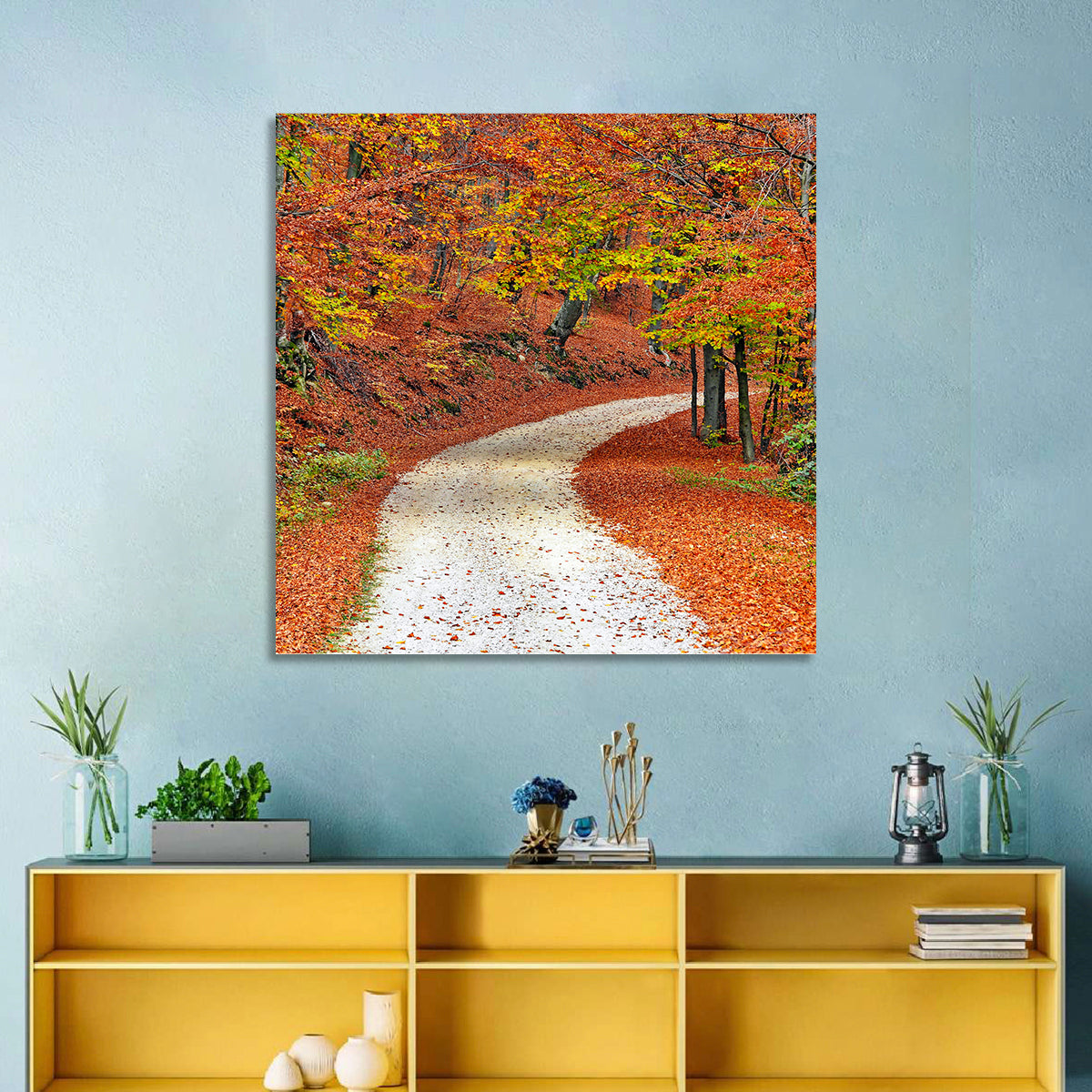 Misty Gravel Path Through Autumn Trees Wall Art