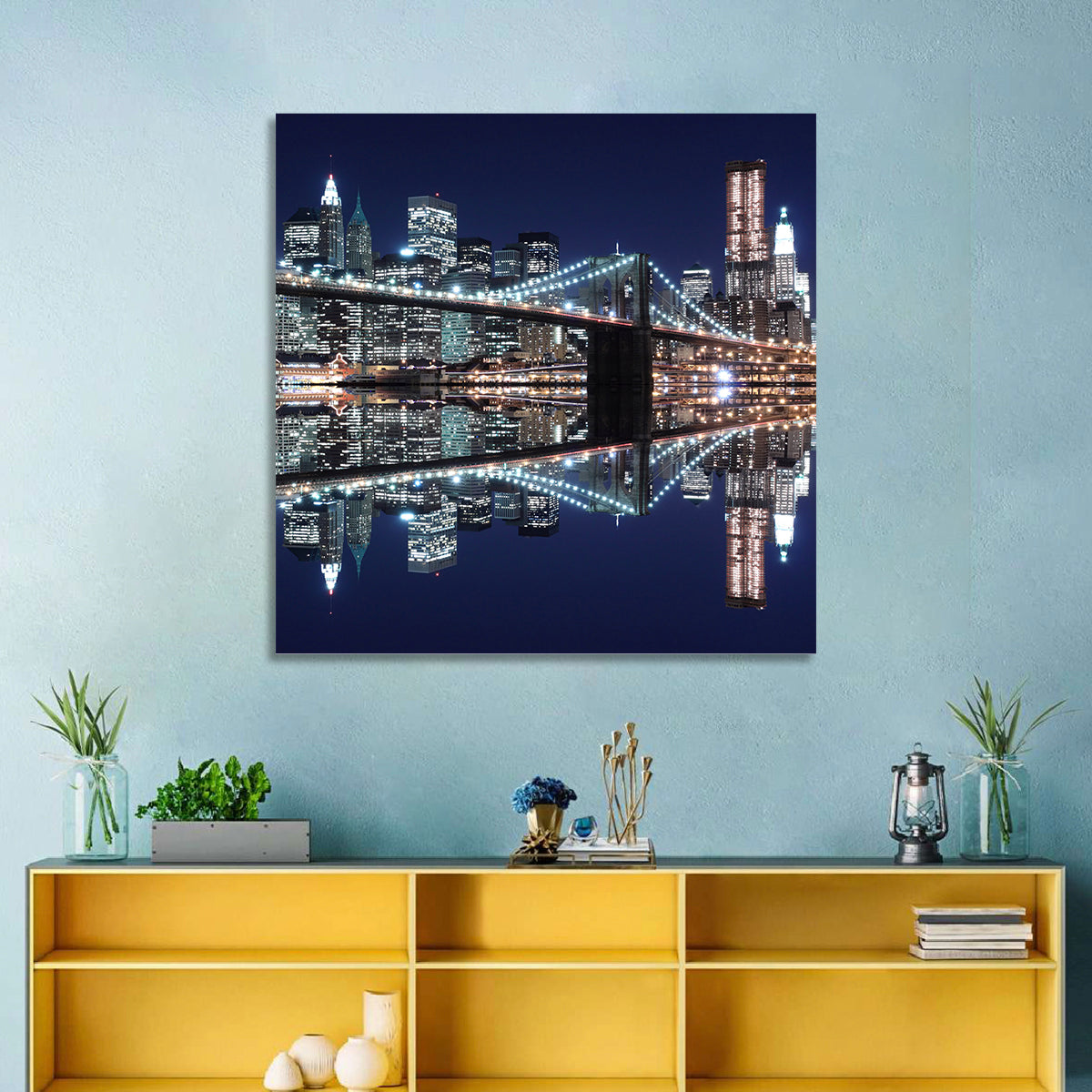 Brooklyn Bridge Symphony at Night Wall Art