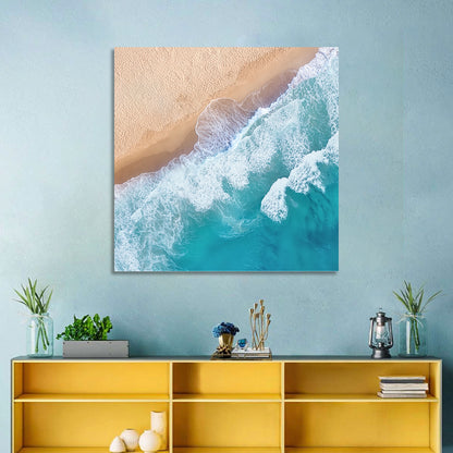 Aerial Turquoise Beach Waves Wall Art
