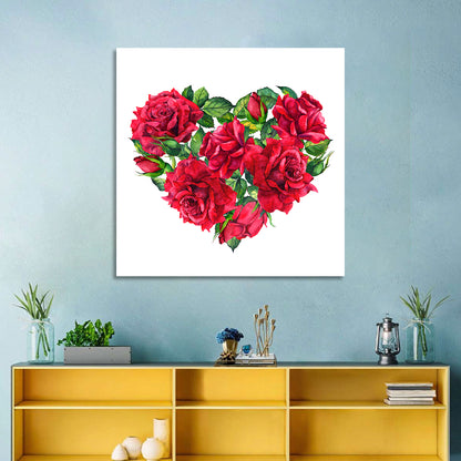 Watercolor Rose Heart Wall Art