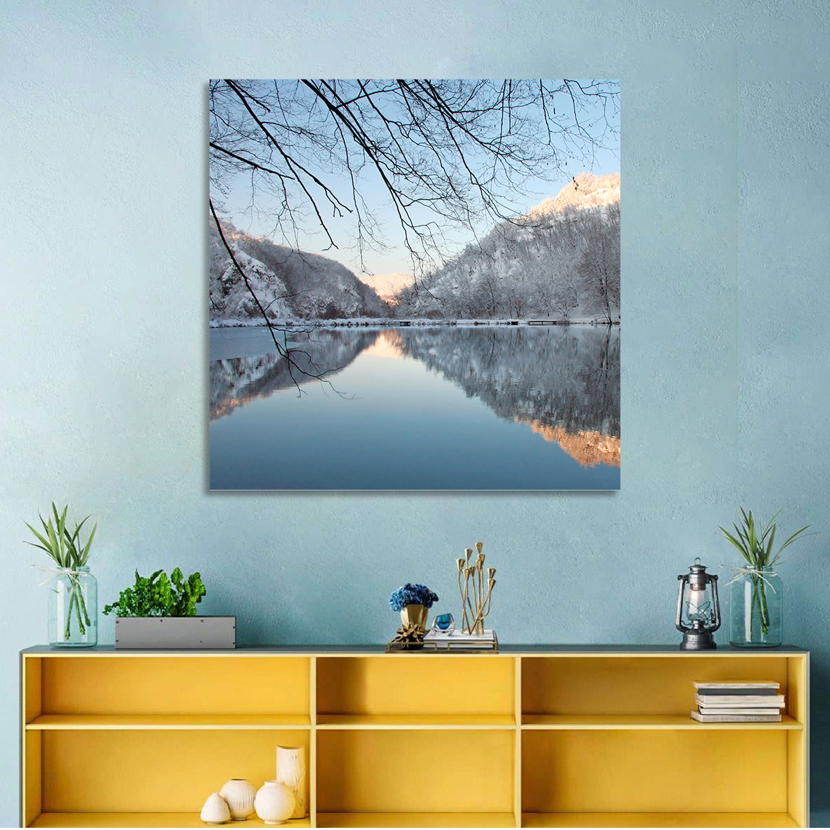 Kozjak Lake Wall Art in a room, square