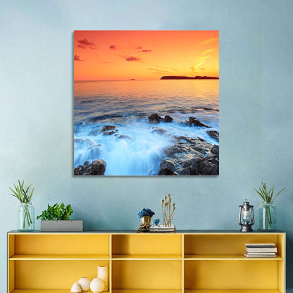 Dubrovnik Sunset Over Rocky Shore Wall Art