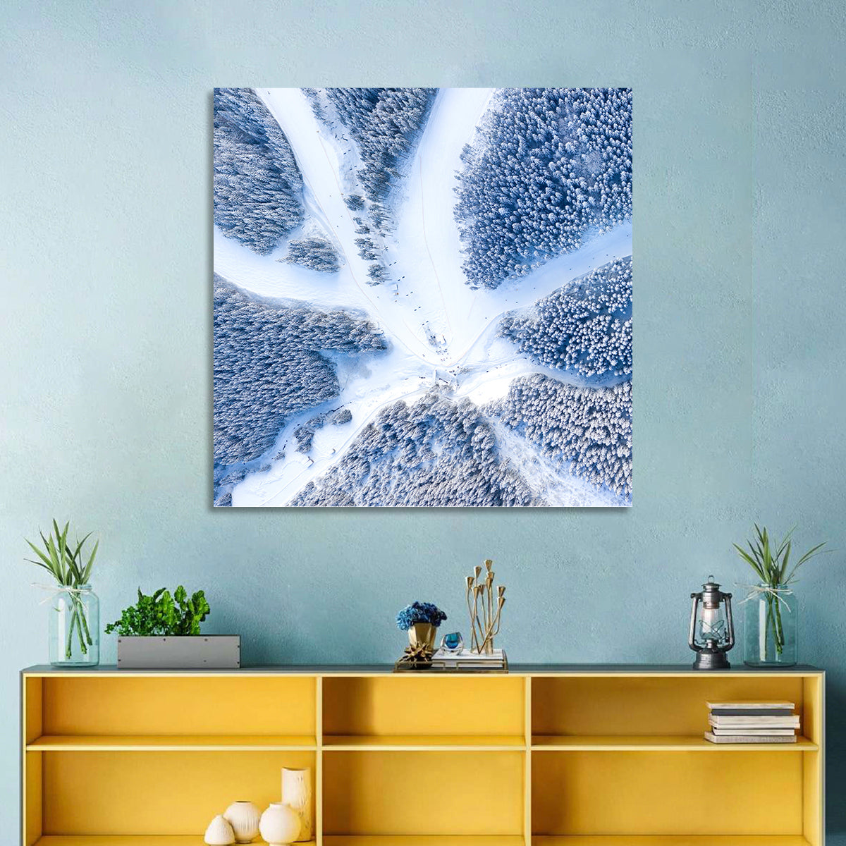 Birds-eye Ski Resort Landscape Wall Art