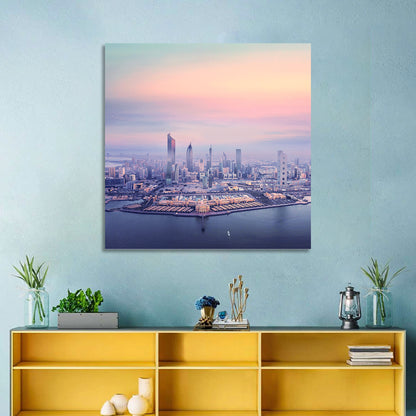 Kuwait City Twilight Skyline Wall Art