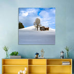 Rustic Barn on a Snowy Hill Wall Art