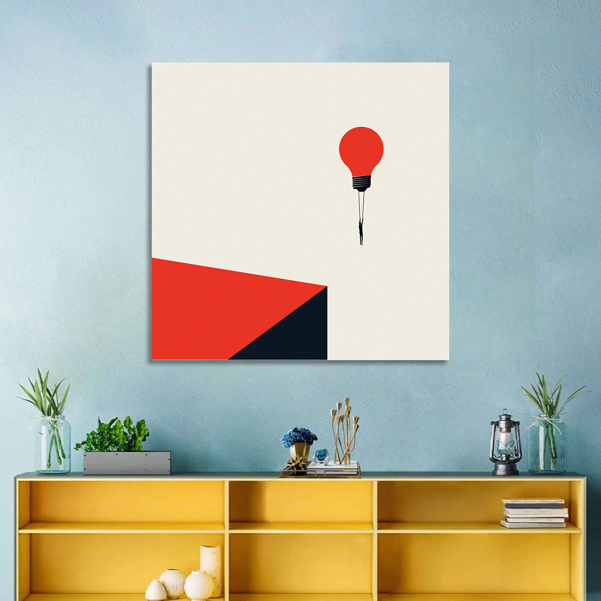 Hanging from a Lightbulb Wall Art in a room, square
