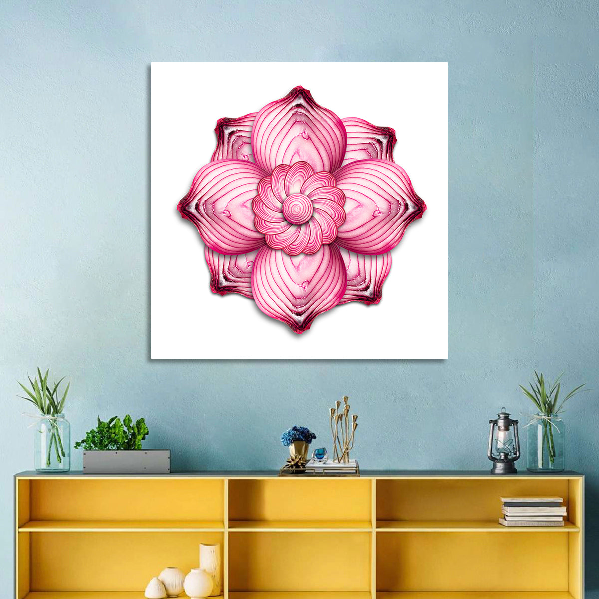 Red Onion Mandala Floral Pattern Wall Art