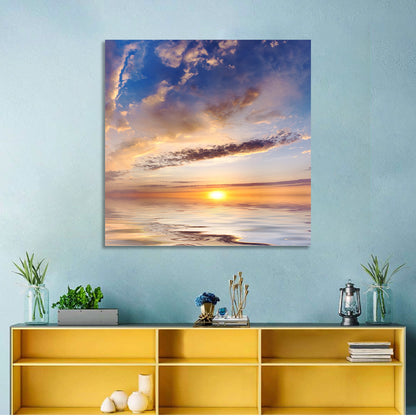 Sunlit Clouds Over Calm Sea Wall Art