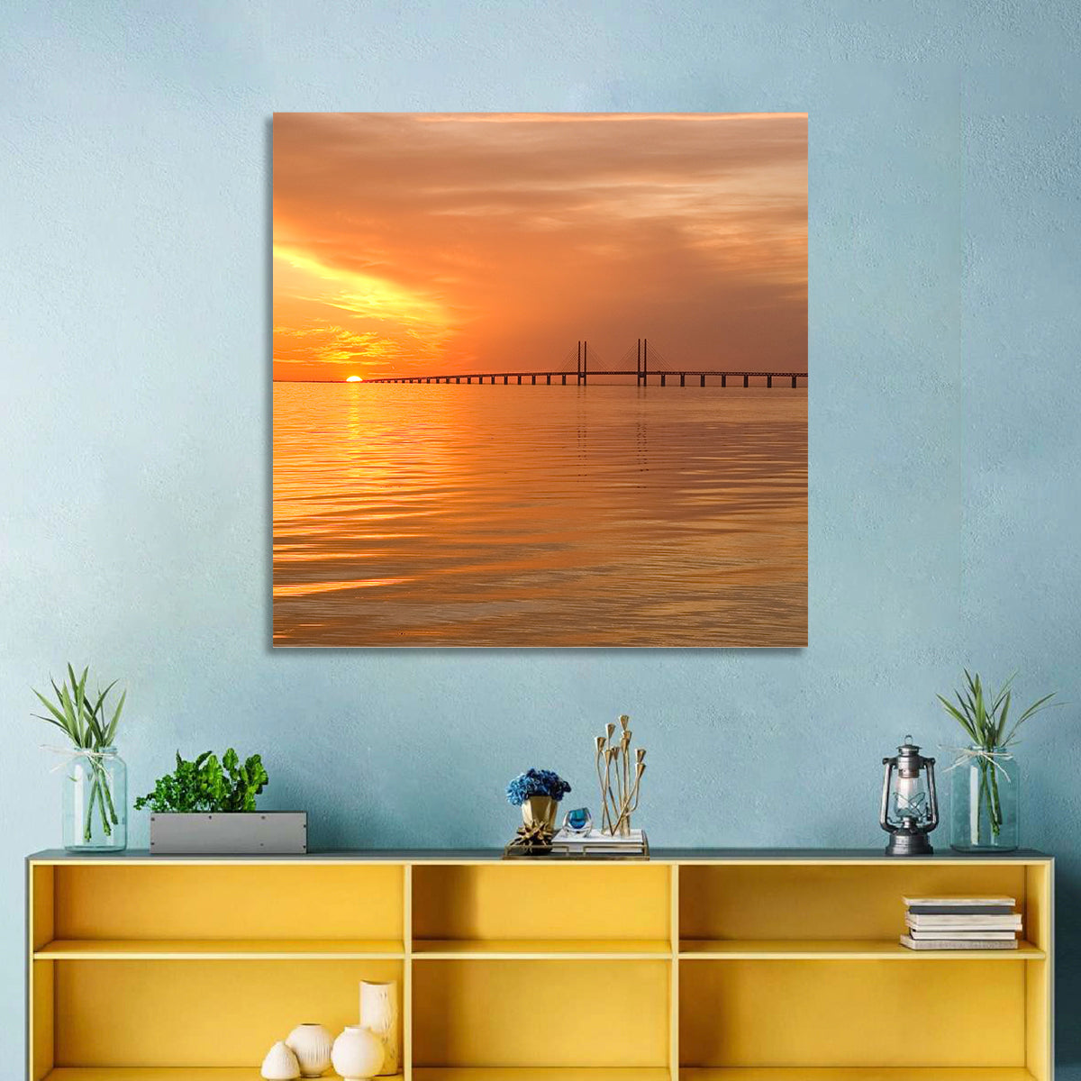 Oresunds Bridge Sunset Wall Art