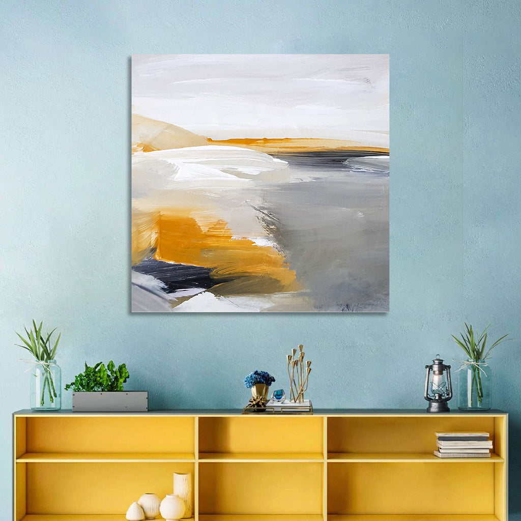 White Coastal Abstract Landscape Wall Art