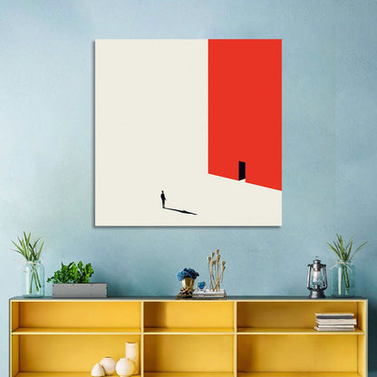 Solitary Figure with Red Door Wall Art